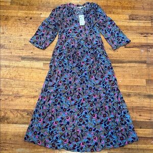 Boden Floral V-Neck Maxi Dress size 4